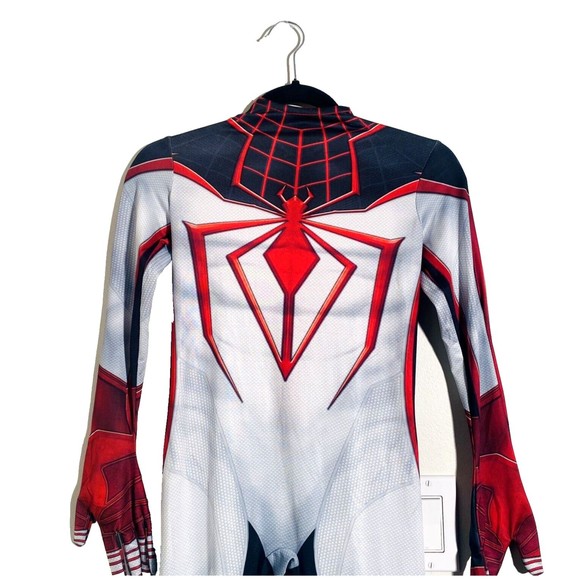 Kids Spiderman Costume One Piece Zip Up Bodysuit Miles Morales Hero Cosplay New - Picture 9 of 14